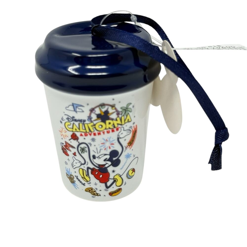 Disney California Adventure Starbucks Mini Ceramic Coffee Cup Ornament‎ NEW